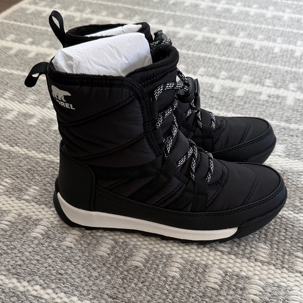 Sorel Black and White Kids Snow Boots